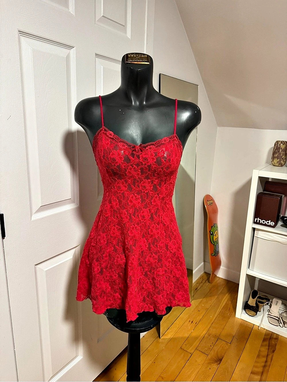 Red Lace Mini Dress Like New
